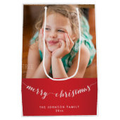 かわいい中メリーパーソナライズされたクリスマス抱き枕 ミディアムペーパーバッグ (裏面)