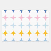 かわいい中モダン星パターンミニマリストピンクイエロー ラッピングペーパーシート (正面)