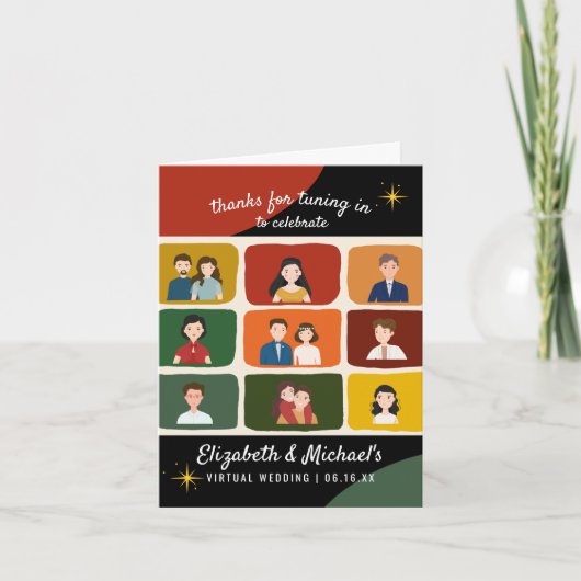 かわいい中世紀のスタイルバーチャル結婚ビデオの写真 サンキューカード (正面)