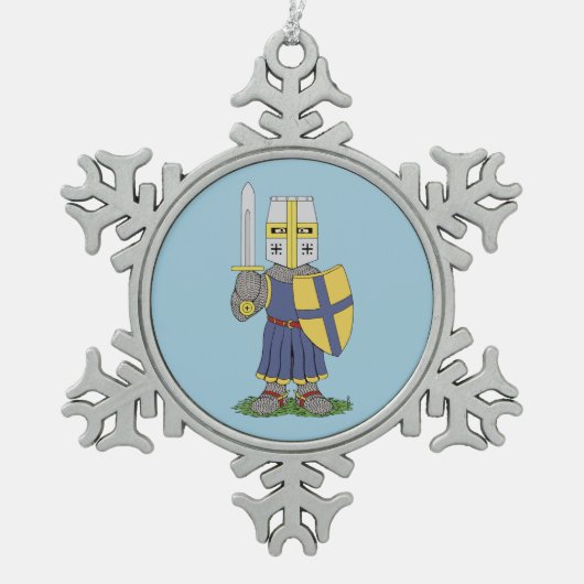 かわいい中世騎士 スノーフレークピューターオーナメント (正面)