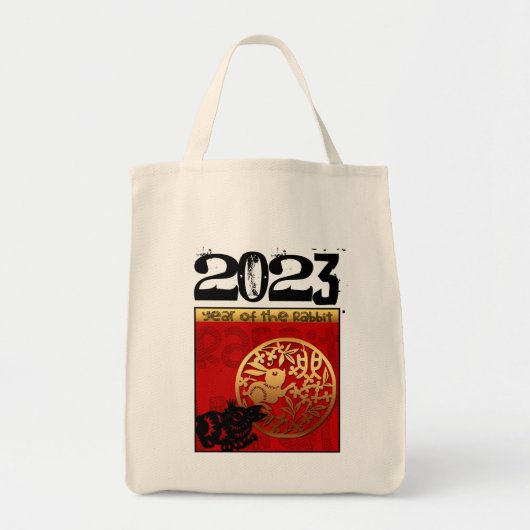 かわいい中国のうさぎ年2023〔占星術の〕十二宮図誕生日GTB1 トートバッグ (正面)