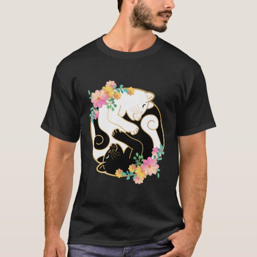 かわいい中国のインやヤンおもしろい猫 Tシャツ (正面)