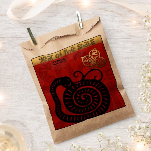 かわいい中国のスネークイヤー2025〔占星術の〕十二宮図誕生日FB フェイバーバッグ (クリップ留めされた状態)