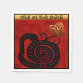 かわいい中国のスネークイヤー2025〔占星術の〕十二宮図誕生日PN スタンダードカクテルナプキン (正面)