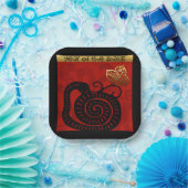 かわいい中国のスネークイヤー2025〔占星術の〕十二宮図誕生日PP ペーパープレート (パーティー)