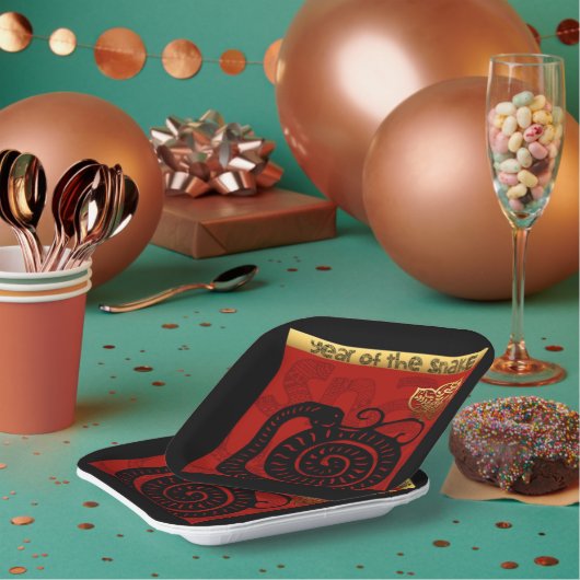 かわいい中国のスネークイヤー2025〔占星術の〕十二宮図誕生日PP ペーパープレート (複数)