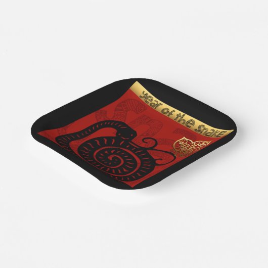 かわいい中国のスネークイヤー2025〔占星術の〕十二宮図誕生日PP ペーパープレート (傾斜あり)