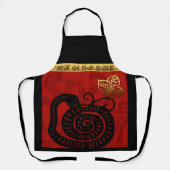 かわいい中国のスネークニューイヤー〔占星術の〕十二宮図誕生日AWA エプロン (正面)