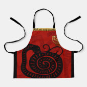 かわいい中国のスネークニューイヤー〔占星術の〕十二宮図誕生日KA エプロン (正面)