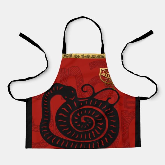 かわいい中国のスネークニューイヤー〔占星術の〕十二宮図誕生日KA エプロン (正面)