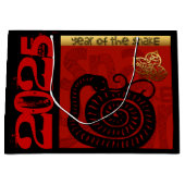 かわいい中国のスネークニューイヤー〔占星術の〕十二宮図誕生日LGB ラージペーパーバッグ (正面)