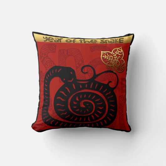 かわいい中国のスネークニューイヤー〔占星術の〕十二宮図誕生日SqP クッション (正面)