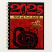 かわいい中国のスネーク年2025〔占星術の〕十二宮図誕生日LP プランナー手帳 (正面)