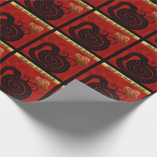 かわいい中国のスネーク年2025〔占星術の〕十二宮図誕生日WP ラッピングペーパー (角)