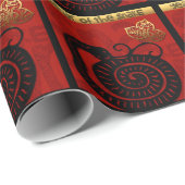 かわいい中国のスネーク年2025〔占星術の〕十二宮図誕生日WP ラッピングペーパー (ロールコーナー)