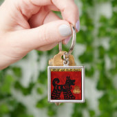 かわいい中国のドッグ新年〔占星術の〕十二宮図誕生日SqMK キーホルダー (手)