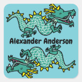 かわいい中国のドラゴン パーソナライズ スクエアシール (正面)