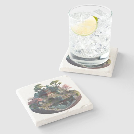 かわいい中国のファンタジー3Dランドスケープ石コースター ストーンコースター (横)