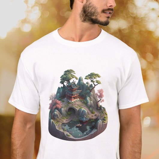 かわいい中国のファンタジー3DランドスケープTシャツ Tシャツ