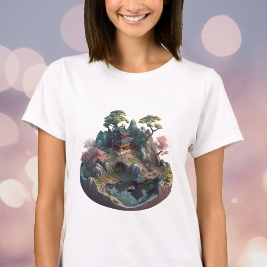 かわいい中国のファンタジー3DランドスケープTシャツ Tシャツ