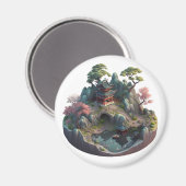 かわいい中国のファンタジー3D風景ラウンドマグネット マグネット (正面/裏面)