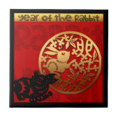 かわいい中国のラビットイヤー〔占星術の〕十二宮図誕生日スクエアCT タイル (正面)
