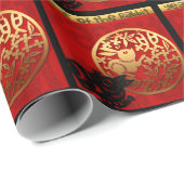 かわいい中国のラビットイヤー〔占星術の〕十二宮図誕生日WP1 ラッピングペーパー (ロールコーナー)