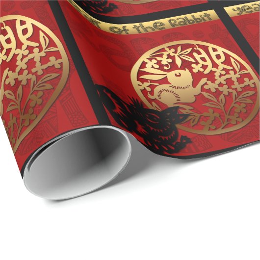 かわいい中国のラビットイヤー〔占星術の〕十二宮図誕生日WP1 ラッピングペーパー (ロールコーナー)