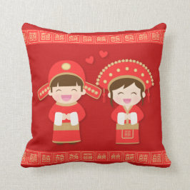 かわいい中国の伝統的なカップルの結婚式の飾り クッション