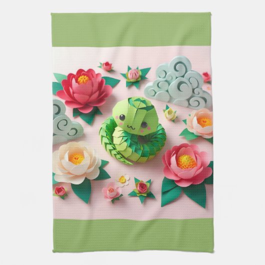 かわいい中国の新年スネーク2025 KT1 キッチンタオル (縦)