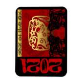 かわいい中国の牛の年2021〔占星術の〕十二宮図誕生日HFM マグネット (縦)