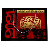 かわいい中国の牛の年2021〔占星術の〕十二宮図誕生日LGB ラージペーパーバッグ (正面)