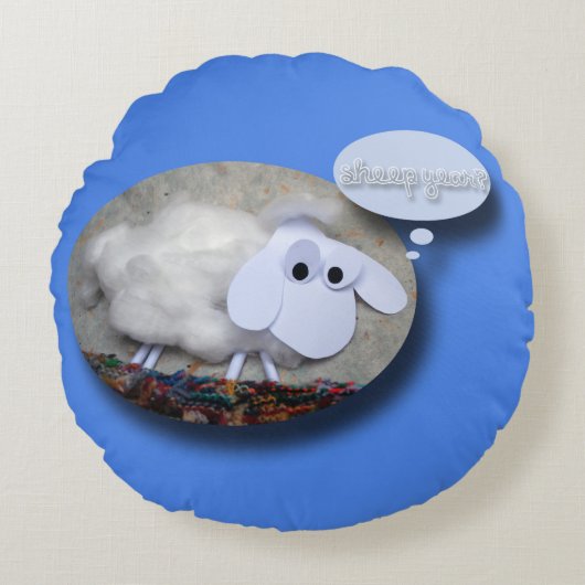 かわいい中国の羊の年〔占星術の〕十二宮図誕生日枕 ラウンドクッション (正面)