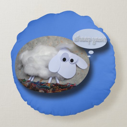 かわいい中国の羊の年〔占星術の〕十二宮図誕生日枕 ラウンドクッション (裏面)