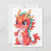 かわいい中国の龍 ノートカード (正面)