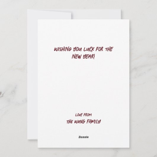 かわいい中国の〔占星術の〕十二宮図ゴールデンスネーク新年 シーズンカード (裏面)