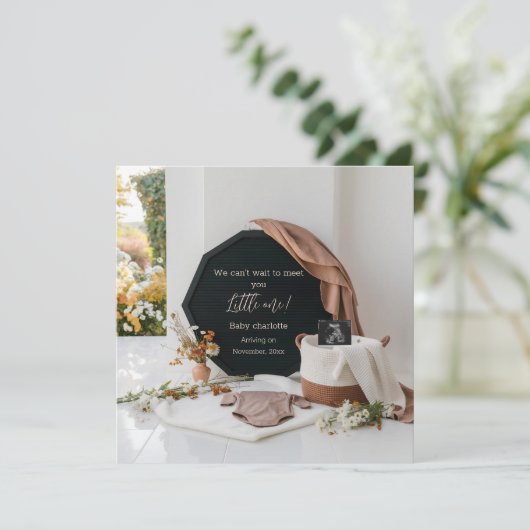 かわいい中性フローラ妊娠の発表 招待状 (スタンド正面)