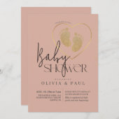 かわいい中性的な足のグリッター ベビーシャワー 招待状 (正面/裏面)