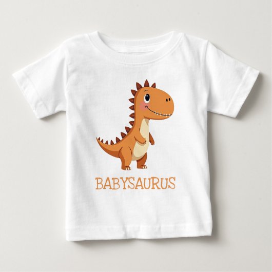 かわいい中立的な恐竜の赤ちゃんサウルス ベビーTシャツ (正面)