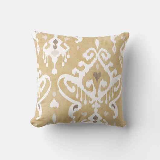 かわいい中立金ゴールドのベージュイカットの種族パターン クッション (正面)