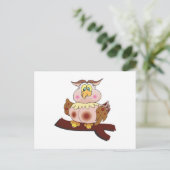 かわいい丸いフクロウ ポストカード (スタンド正面)