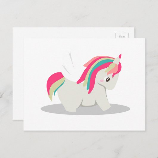 かわいい丸い一角獣のチビ(小さくかわいく書いた感じ)赤面 ポストカード (正面/裏面)