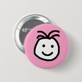 かわいい丸い笑顔ハッピー顔ピンクボタン 缶バッジ (正面&裏面)