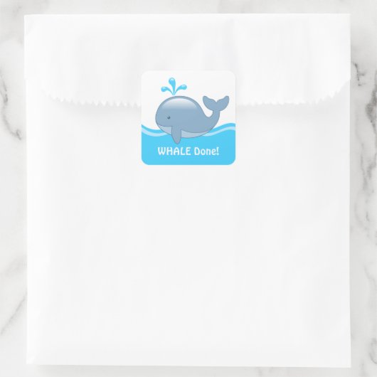 かわいい丸ごとクジラ – WHALE (Well) Done スクエアシール (バッグ)