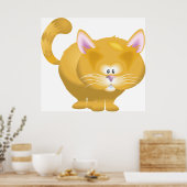 かわいい丸っこいオレンジのタビー猫 ポスター (キッチン)