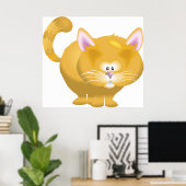かわいい丸っこいオレンジのタビー猫 ポスター (ホームオフィス)