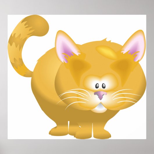 かわいい丸っこいオレンジのタビー猫 ポスター (正面)