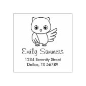 かわいい丸ふくろうの住所 ラバースタンプ (インプリント)
