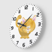 かわいい丸顔のオレンジタビー猫 ラージ壁時計 (傾斜)