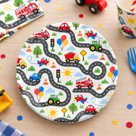 かわいい乗り物のお車 男の子1歳の誕生日 ペーパープレート